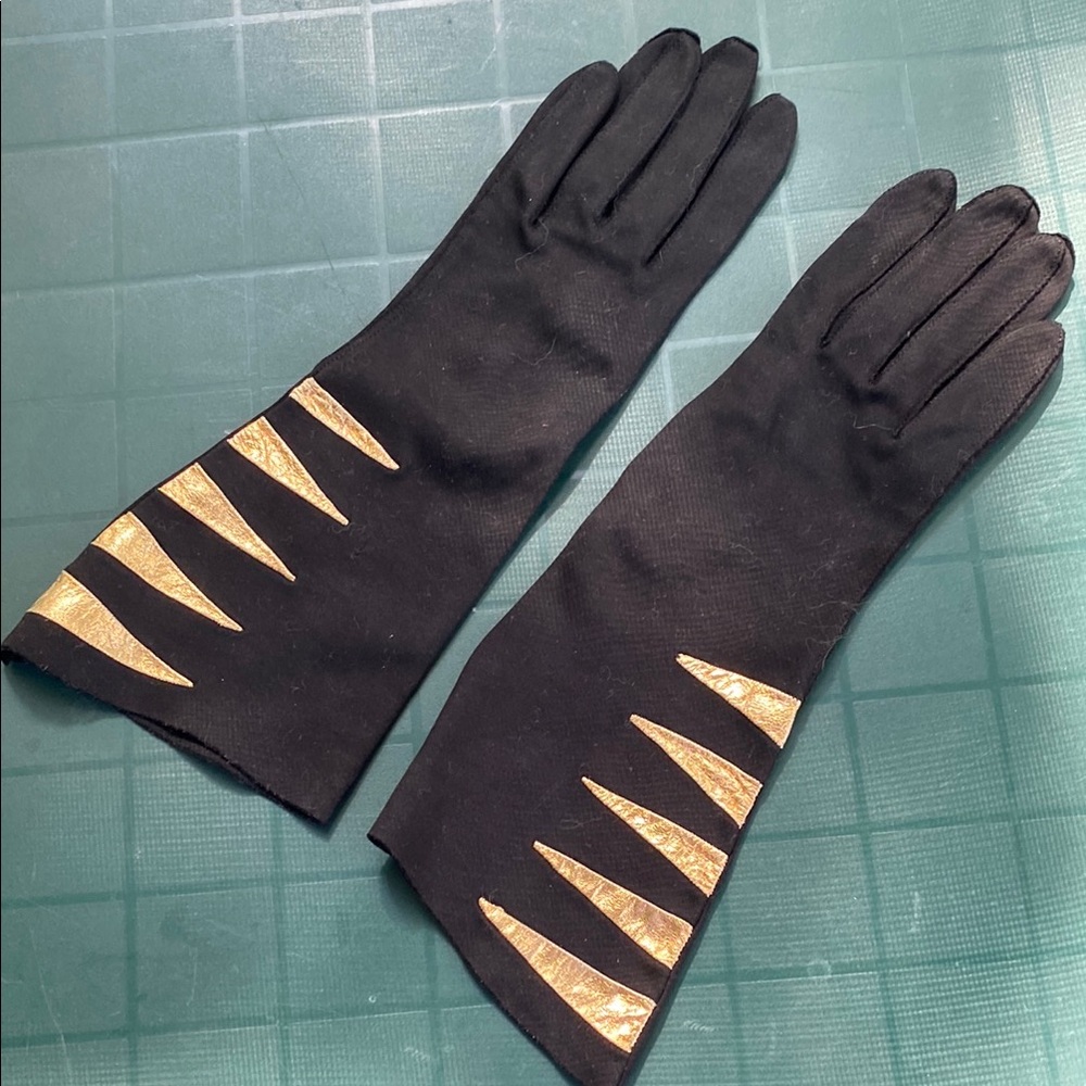 Vintage Elegant Black and Gold Women's Gloves